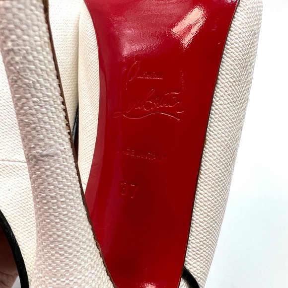 Christian Louboutin Georgineta 120 White Canvas Heels 37